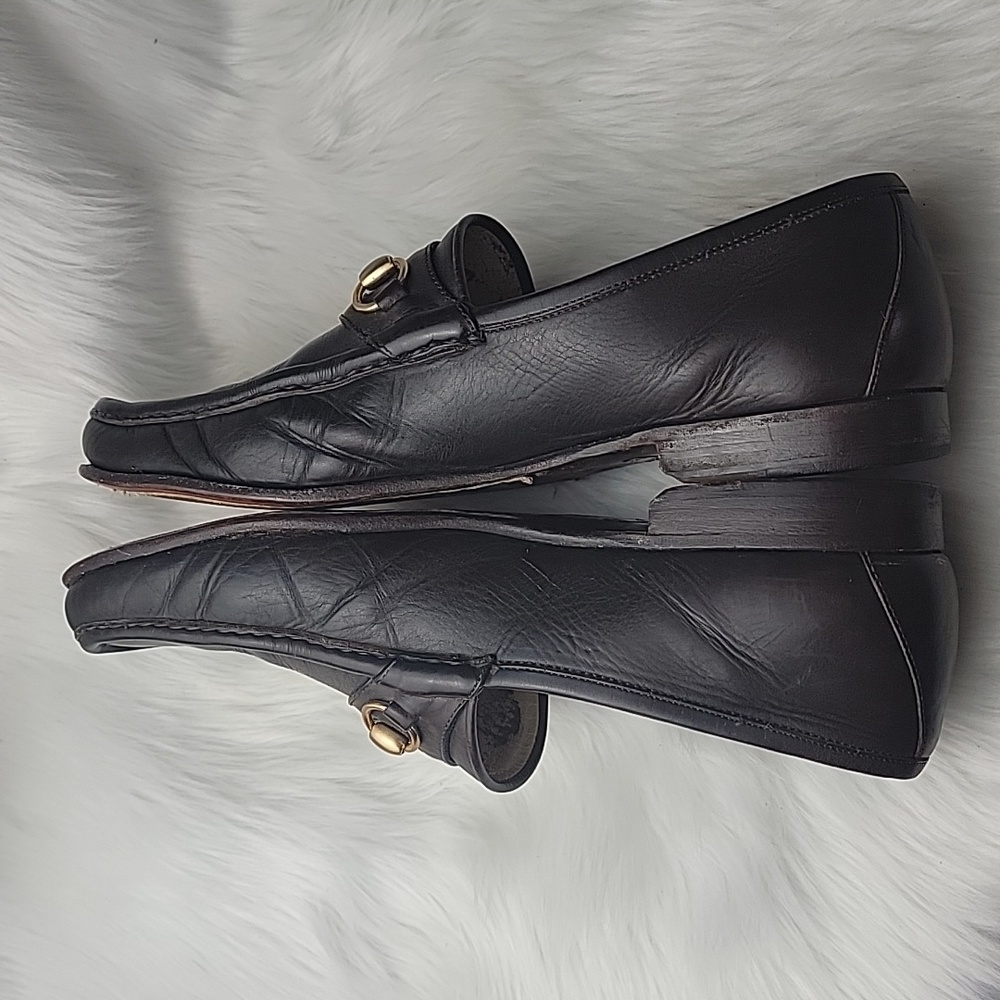 GUCCI VTG Brown Leather Horse Bit Classic Preppy Old Money Slip On Loafers 45.5B - Picture 6 of 16